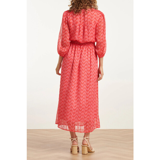 Smashed Lemon 25050 elegante maxi chiffon jurk met rode en roze 25050-450-420 large