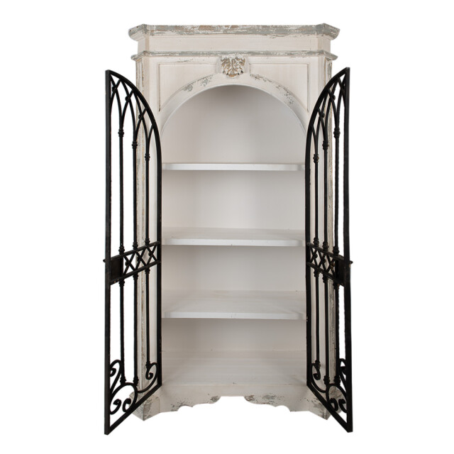 Clayre & Eef Kast 102x42x190 cm zwart hout metaal opbergkast 2642094 large
