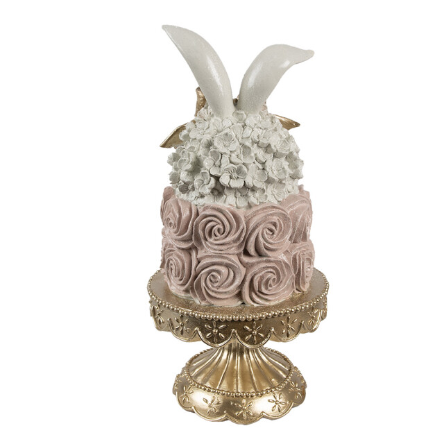 Clayre & Eef Decoratie beeld taart Ø 17x35 cm roze kunststof 3174660 large