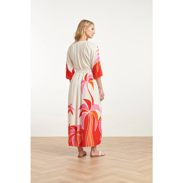 Smashed Lemon 25058 off white flowy maxi jurk met helder palm print | 25058-450-998 large