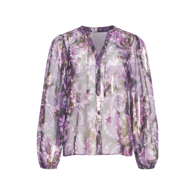 Smashed Lemon 24801 paarse paisley blouse met en jacquard | 24801-999-380 large