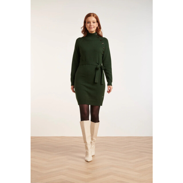 Smashed Lemon 24621 groen gebreide jurk met hoge hals 24621-550-S large