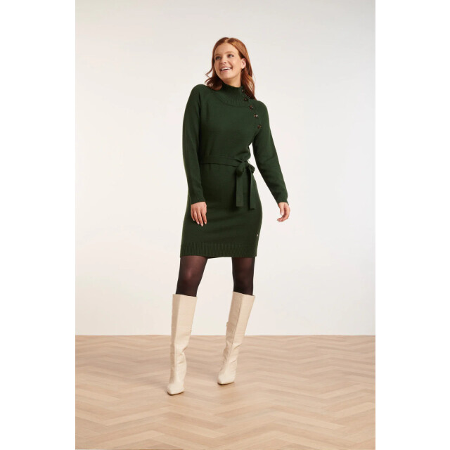 Smashed Lemon 24621 groen gebreide jurk met hoge hals 24621-550-S large