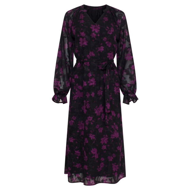Smashed Lemon 23714-999-380 v-hals jurk met bloemenprintpaars | 23714-999-380 large