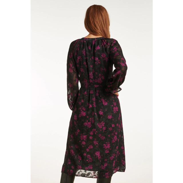 Smashed Lemon 23714-999-380 v-hals jurk met bloemenprintpaars | 23714-999-380 large