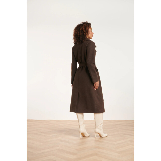 Smashed Lemon 24552 lange bruine jas met grote revers 24552-775-3XL large