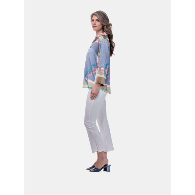 Mucho Gusto ® blouse livorno ketting hart blauw elegantie MUCHO GUSTO® Blouse Livorno Ketting Hart Blauw Elegantie large