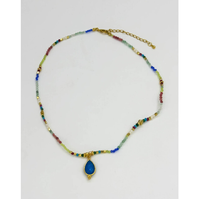 Smashed Lemon 64054 dubbellaags steen kralen ketting met grote kwarts 64054-998-OS large