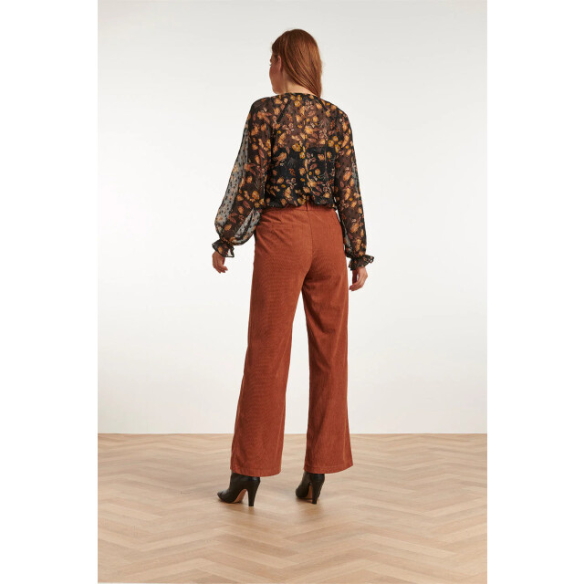 Smashed Lemon 23711-999-240 v-hals top met bloemenprint-mosterd | 23711-999-240 large