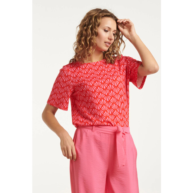 Smashed Lemon 25040 stretchy rondhals top met schelpprint | 25040-450-420 large