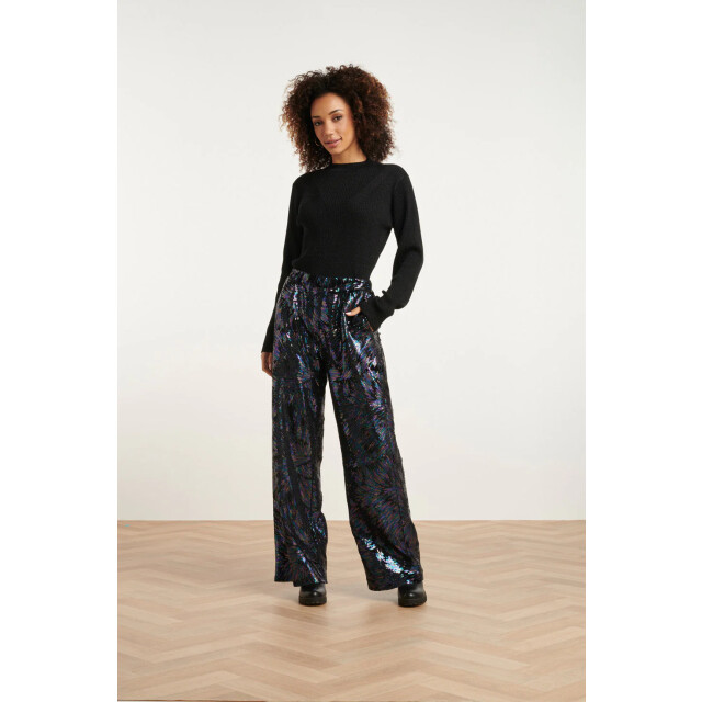 Smashed Lemon 24788 zwarte geribde coltrui met lurex 24788-999-M large
