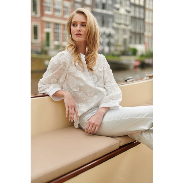 Smashed Lemon 25138 witte 3d bloemenblouse 25138-000-4XL large