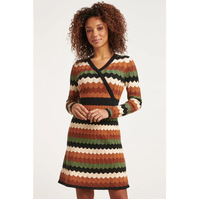 Smashed Lemon 23615 retro grafische gebreide korte jurk | 23615-998-S large