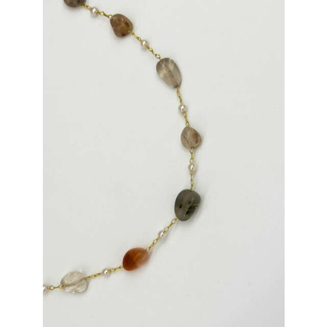 Smashed Lemon 64058 rijke kwarts steen ketting met parelskoper | 64058-998-OS large