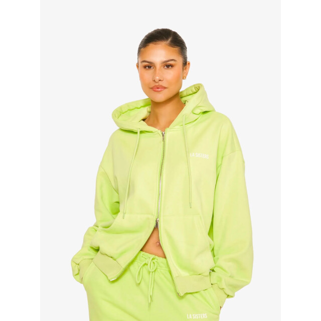 LA Sisters Dames vest essential double zipper ESSENTIAL-DOUBLE-ZIPPER-HOODIE-PISTACHE large