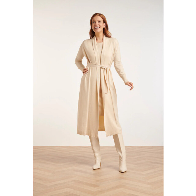Smashed Lemon 24623 beige e mouwloze fijngebreide cardigan | 24623-720-XL large