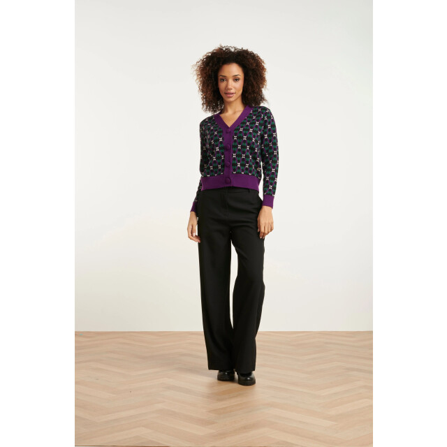 Smashed Lemon 24781 gebreide cardigan met retro print | 24781-998-380 large