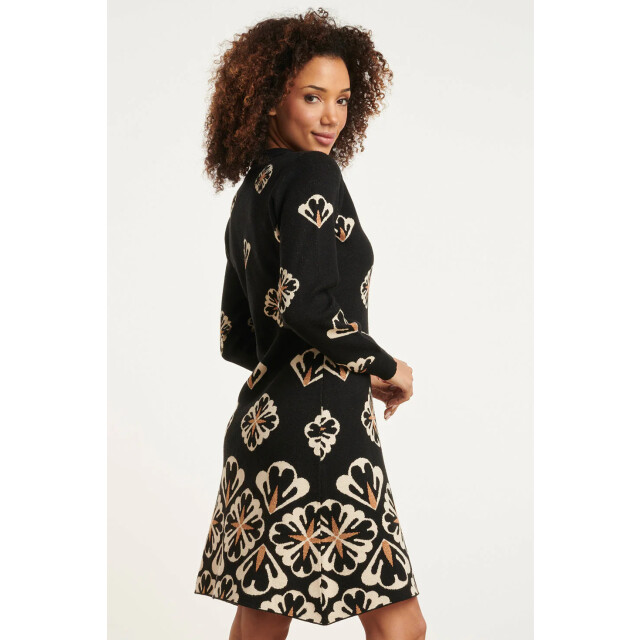 Smashed Lemon 24779 e gebreide jurk met grafische bloemenprint | 24779-999-720 large