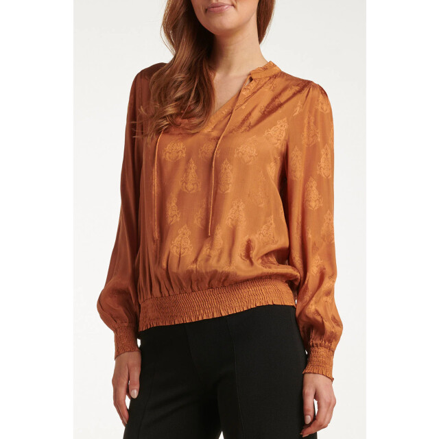 Smashed Lemon 23761-240 mosterd v-hals top voor dames | 23761-240-L large