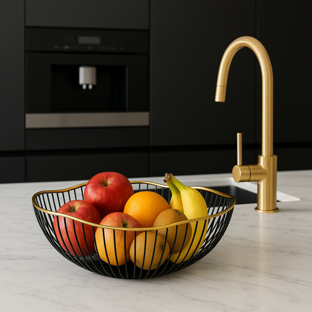 Casa di Elturo Fruitschaal opbergmand wave zwart/ m Ø25.5 cm 1830656 large