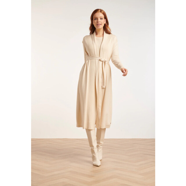 Smashed Lemon 24623 beige e mouwloze fijngebreide cardigan | 24623-720-XL large