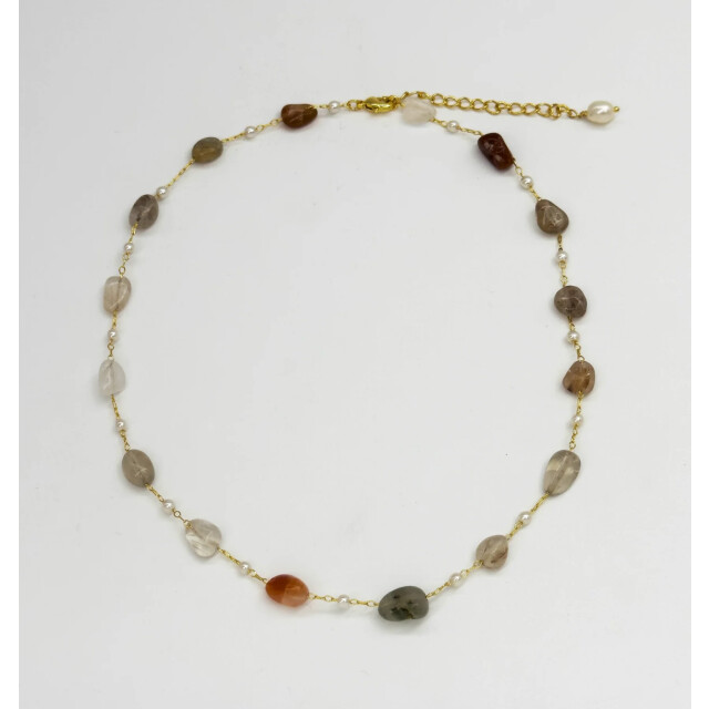 Smashed Lemon 64058 rijke kwarts steen ketting met parelskoper | 64058-998-OS large