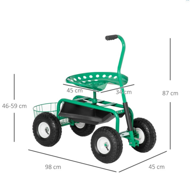 4goodz Tuinwagen met zitting, opbergmand voor tuingereedschap, verstelbare 3174484 large
