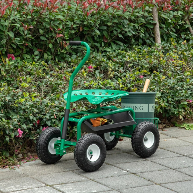 4goodz Tuinwagen met zitting, opbergmand voor tuingereedschap, verstelbare 3174484 large
