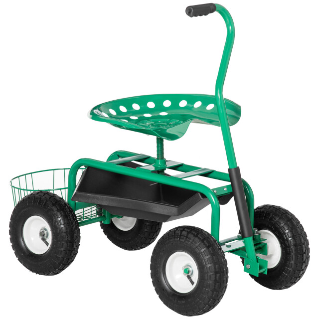 4goodz Tuinwagen met zitting, opbergmand voor tuingereedschap, verstelbare 3174484 large