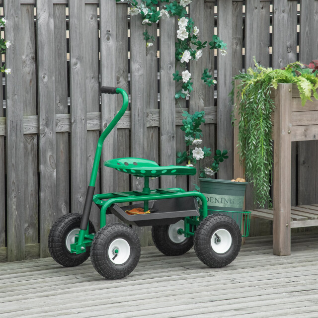 4goodz Tuinwagen met zitting, opbergmand voor tuingereedschap, verstelbare 3174484 large