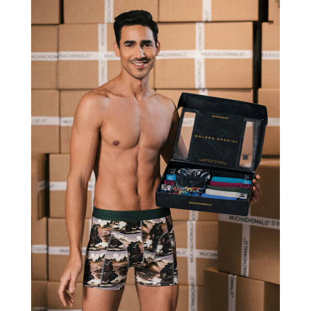 Muchachomalo Men 12 pack boxer hort print/olid giftbox 58983 large