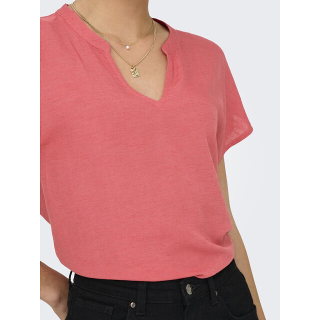 Jacqueline de Yong caya lion linen s/s top wvn dia 15346547 rose of sharon 06613.640.0012 large