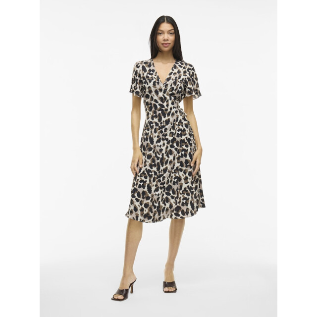 Vila vilovie s/s wrap midi dress noos 14059666 birch 06311.849.0008 large
