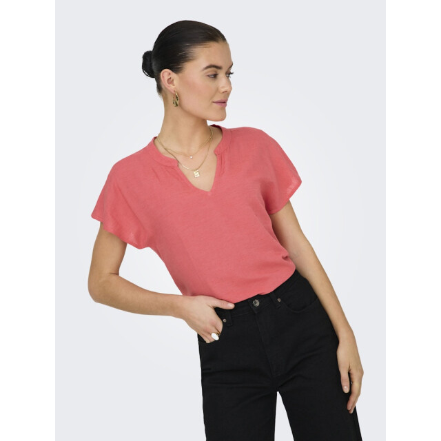 Jacqueline de Yong caya lion linen s/s top wvn dia 15346547 rose of sharon 06613.640.0012 large