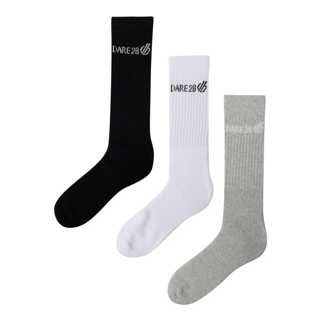 Dare2b Unisex volwassen bemanningsleden sokken (pakket van 3) UTRG11775_blackwhitegreymarl large