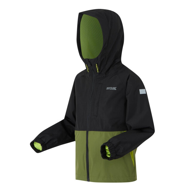 Regatta Hanleigh ii waterdichte jas voor kinderen/kinderen UTRG11816_blacknephritegreengrenoblegreen large