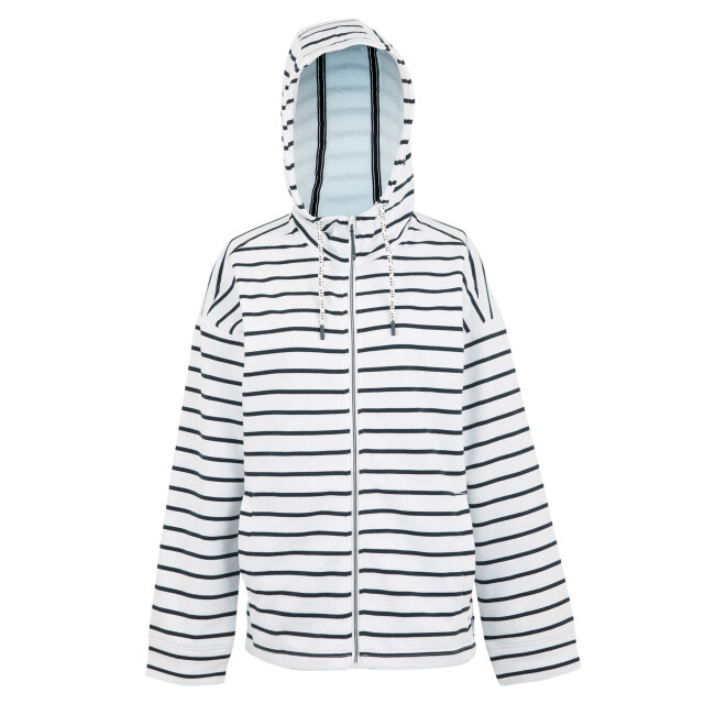 Regatta Dames bayletta ii gestreepte hoodie met volledige rits UTRG11474_whitenavy large