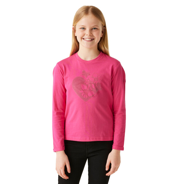 Regatta Kinderen/kinderen wenbie iii harten & bloemen t-shirt met lange mouwen UTRG10872_hotpink large