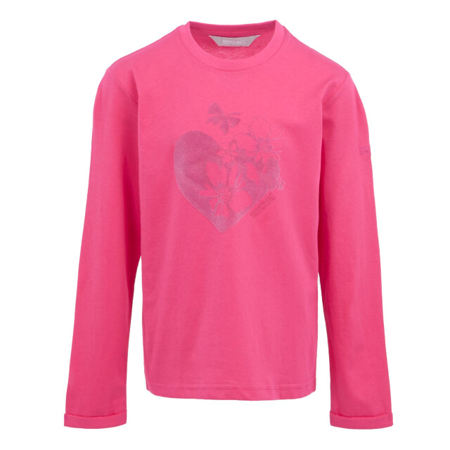 Regatta Kinderen/kinderen wenbie iii harten & bloemen t-shirt met lange mouwen UTRG10872_hotpink large