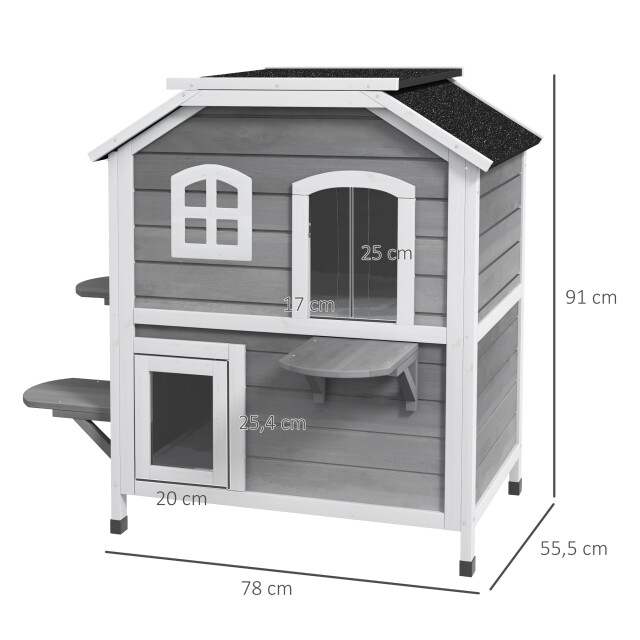 4goodz Pawhut houten kattenhuis 78x55x91 cm waterdicht 3173649 large
