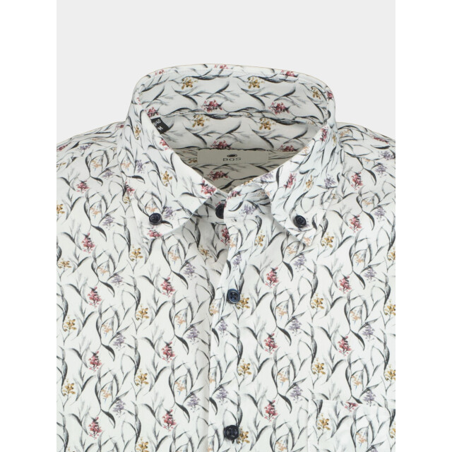 Bos Bright Blue Casual hemd lange mouw grass with flowers 28125/v03 187388 large