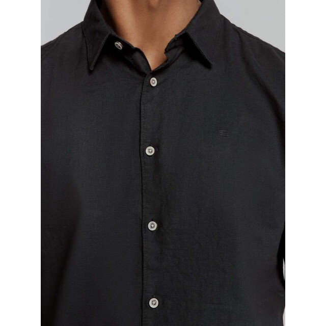No Excess Shirt solid with linen black 27470213SN-020 large