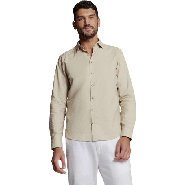 No Excess Shirt solid with linen light desert 27470213SN-310 large