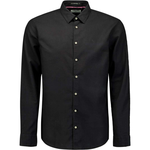 No Excess Shirt solid with linen black 27470213SN-020 large