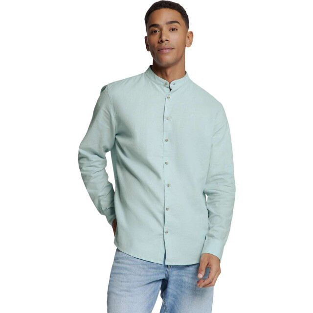 No Excess Shirt granddad solid with linen ice 27470218SN-151 large