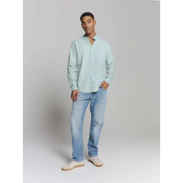 No Excess Shirt granddad solid with linen ice 27470218SN-151 large