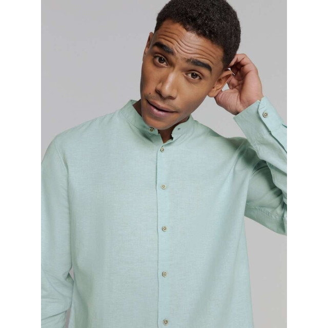 No Excess Shirt granddad solid with linen ice 27470218SN-151 large