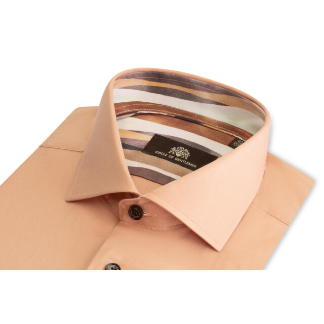 Circle of Gentlemen Nikodem effen overhemd met contrasten 100% co 243-20009-300- large