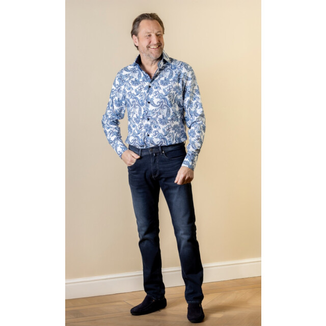 Circle of Gentlemen Mika allover print overhemd in stretch kwaliteit 242-20010-593- large