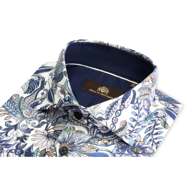 Circle of Gentlemen Nordin allover print overhemd in stretch kwaliteit 243-20001-593- large